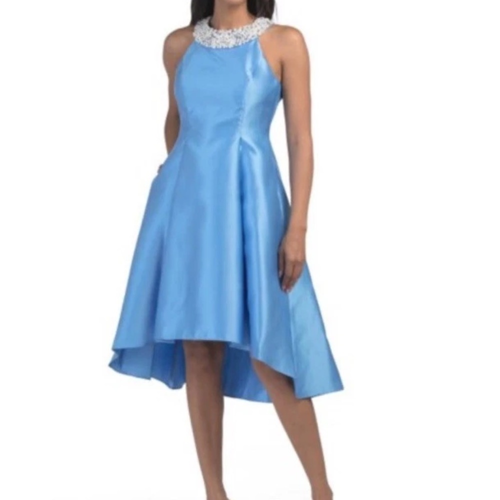 Adrianna Papell Sky Blue High-Low Dress